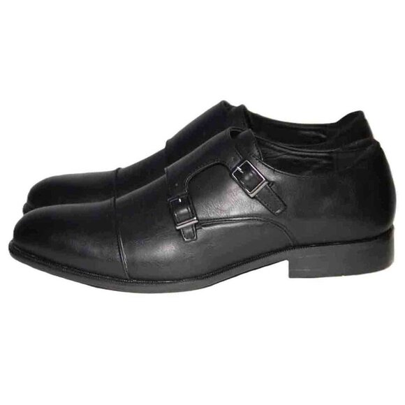 NEW Tahari David Double Monk Strap Dress Shoes Black Men's Size 8M - Picture 1 of 4